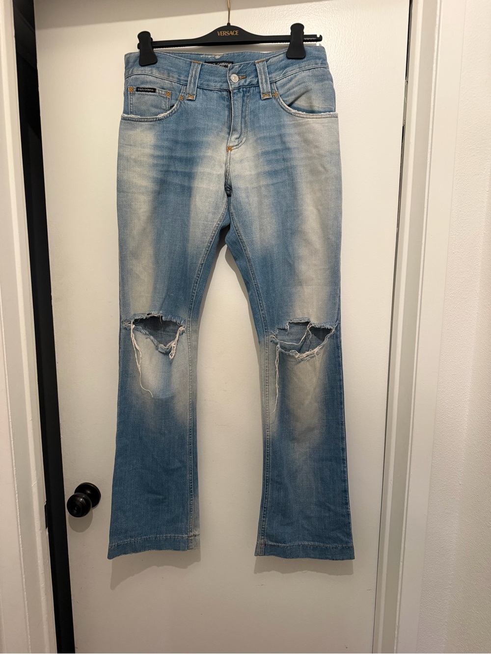 Dolce & Gabbana Light Blue Distressed Boot Cut Jeans